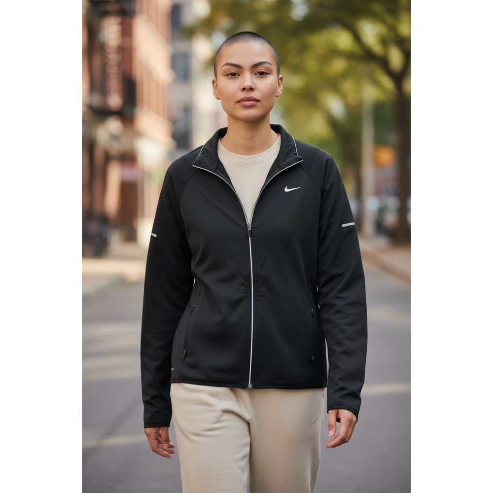 Nike Dri FIT Women's Black Full Zip Athletic Jacket XL‎ Reflective Running